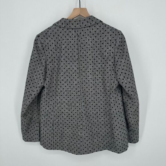 Boden blazer womens 12 black white plaid polka dot fawcett wool work office - Picture 9 of 9